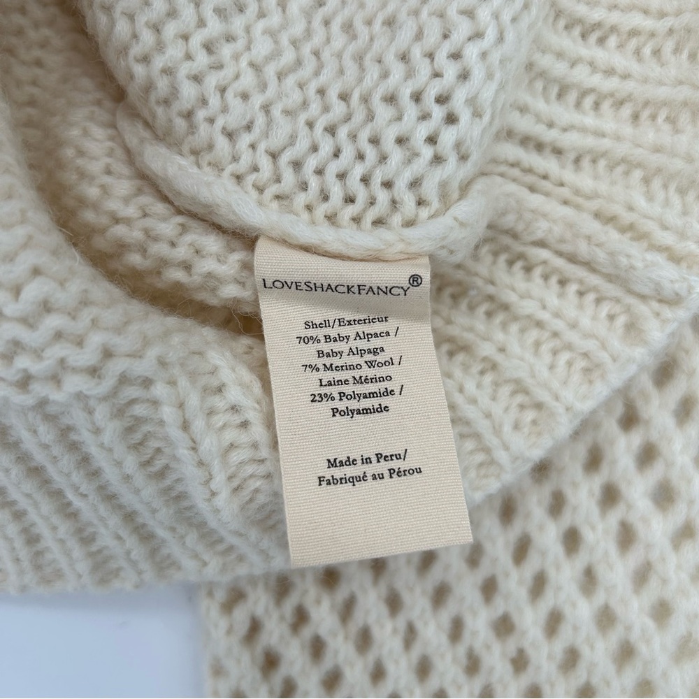 LoveShackFancy Rosie Heritage Pullover Sweater Alpaca Merino Wool Knit XS Snow - Picture 8 of 9
